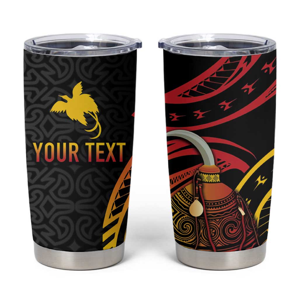 Personalized Milne Bay Tumbler Cup PNG Lime Pot with Oro Tapa LT7 Black - Polynesian Pride