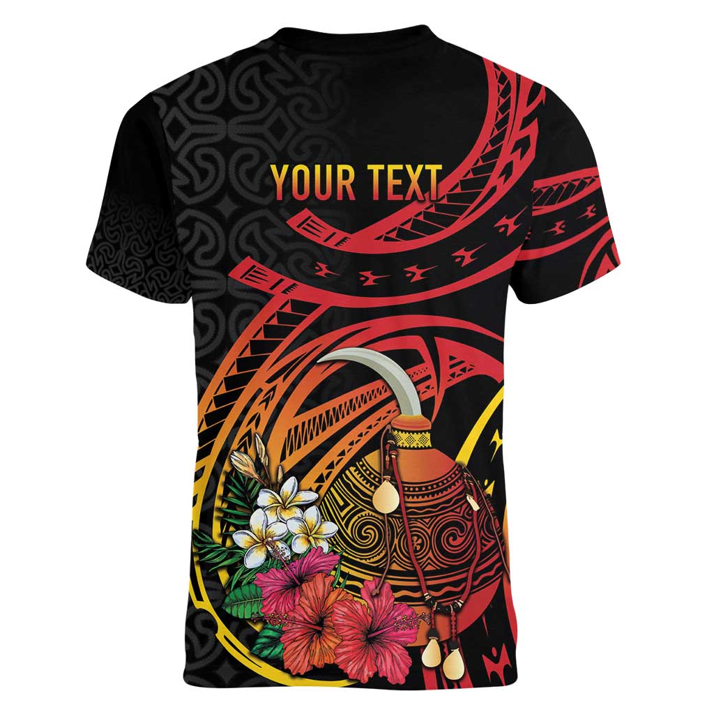 Personalized Milne Bay Women V-Neck T-Shirt PNG Lime Pot with Oro Tapa