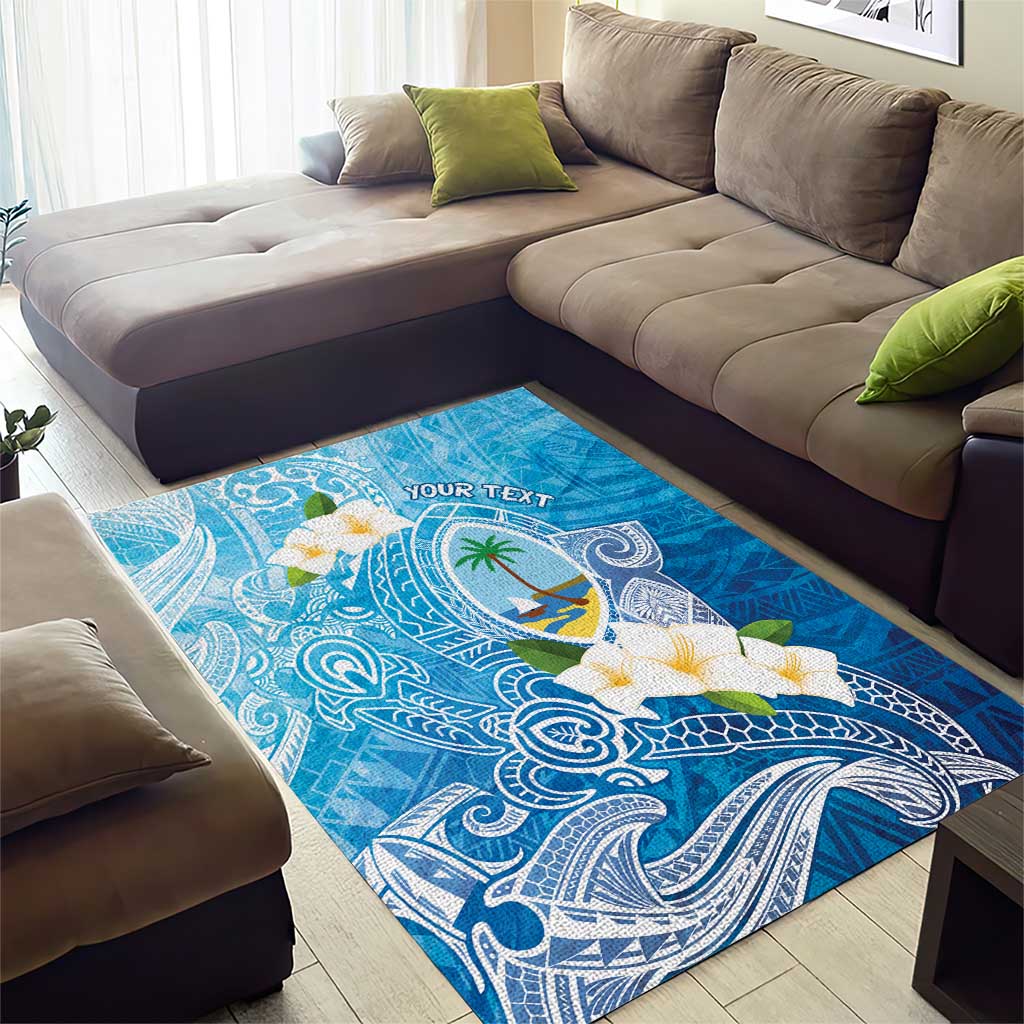 Hafa Adai Guam Chamorro Personalized Area Rug Ocean Blue Latte Stone with Guasali - Polynesian Pride