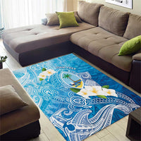 Hafa Adai Guam Chamorro Personalized Area Rug Ocean Blue Latte Stone with Guasali - Polynesian Pride