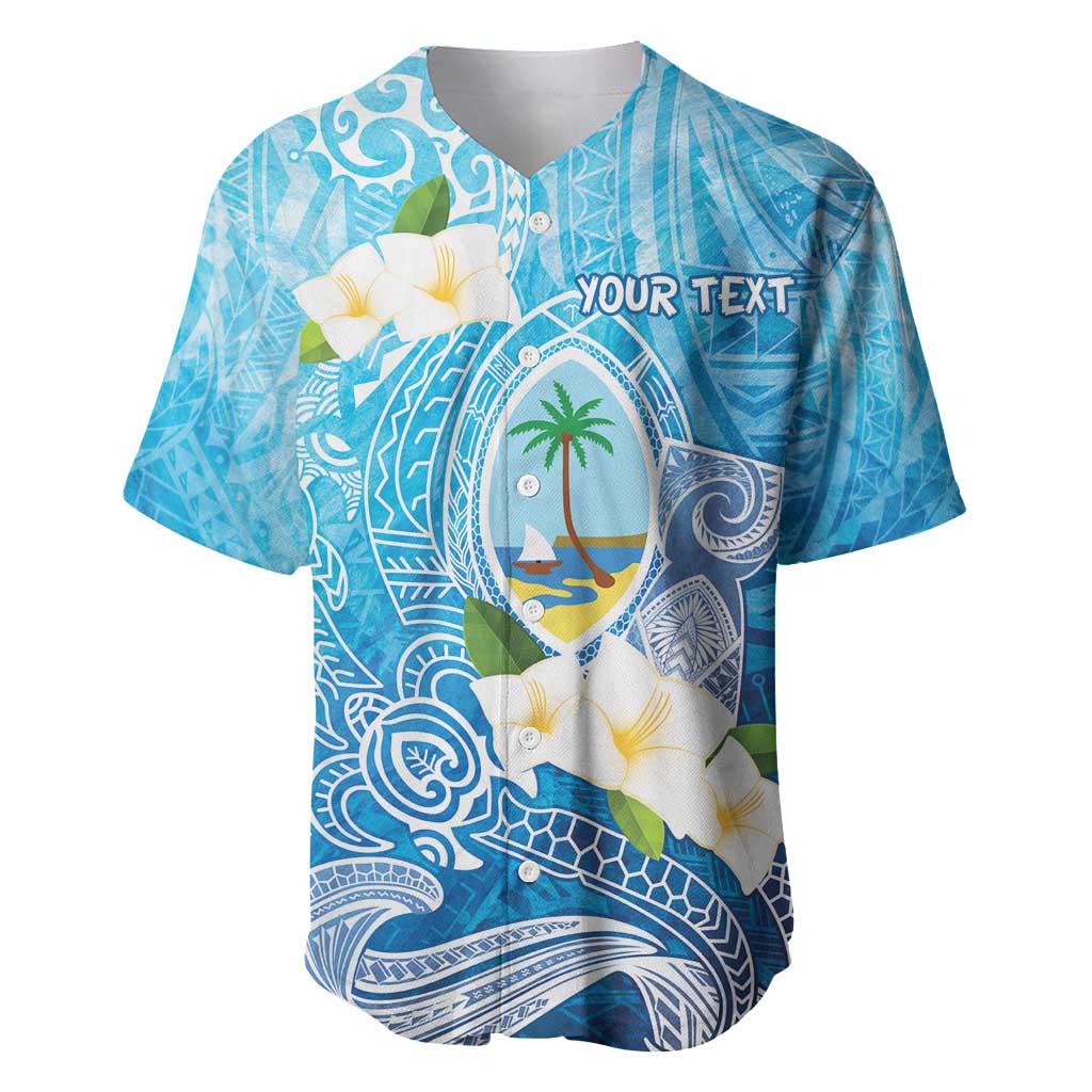 Hafa Adai Guam Chamorro Personalized Baseball Jersey Ocean Blue Latte Stone with Guasali - Polynesian Pride
