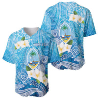 Hafa Adai Guam Chamorro Personalized Baseball Jersey Ocean Blue Latte Stone with Guasali - Polynesian Pride