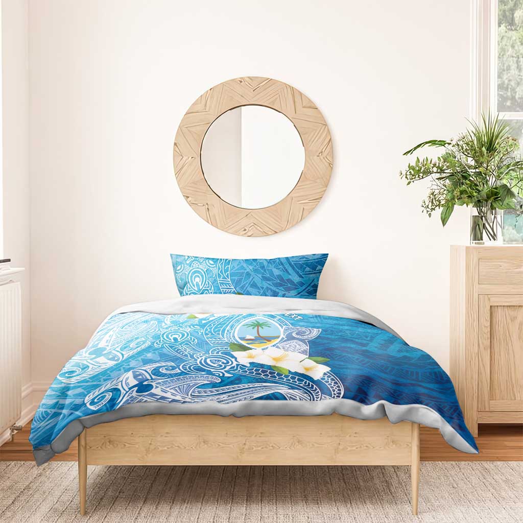 Hafa Adai Guam Chamorro Personalized Bedding Set Ocean Blue Latte Stone with Guasali - Polynesian Pride
