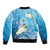 Hafa Adai Guam Chamorro Personalized Bomber Jacket Ocean Blue Latte Stone with Guasali - Polynesian Pride