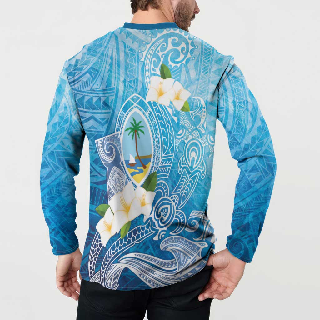 Hafa Adai Guam Chamorro Personalized Button Sweatshirt Ocean Blue Latte Stone with Guasali - Polynesian Pride