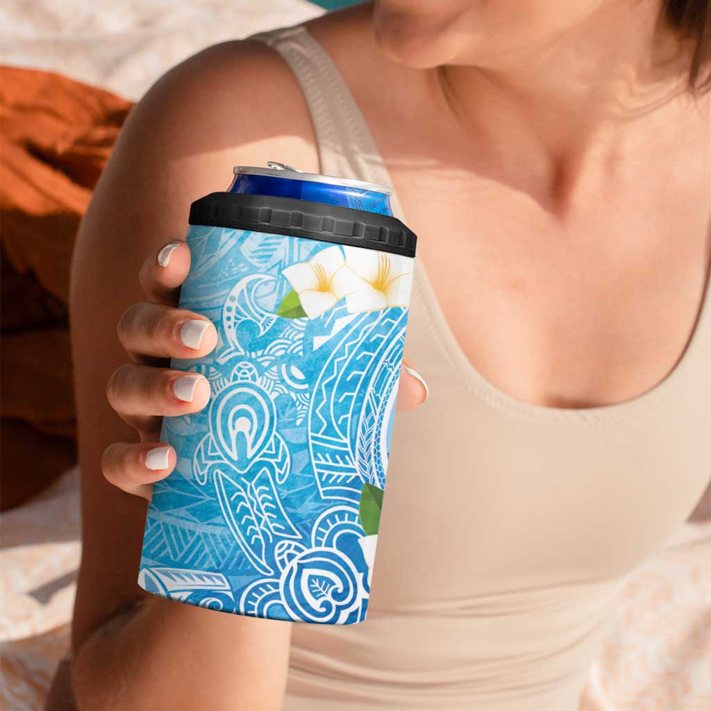 Hafa Adai Guam Chamorro Personalized 4 in 1 Can Cooler Tumbler Ocean Blue Latte Stone with Guasali - Polynesian Pride