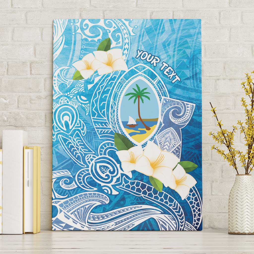 Hafa Adai Guam Chamorro Personalized Canvas Wall Art Ocean Blue Latte Stone with Guasali - Polynesian Pride