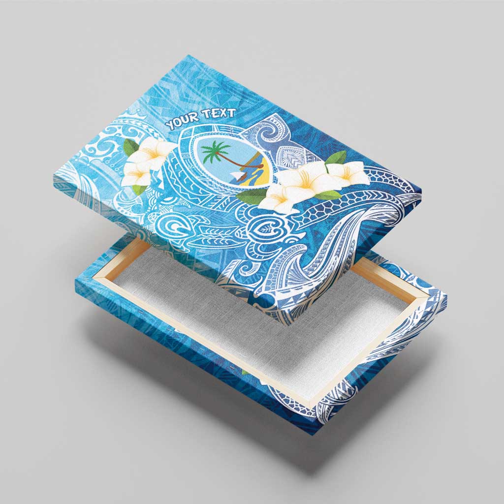 Hafa Adai Guam Chamorro Personalized Canvas Wall Art Ocean Blue Latte Stone with Guasali - Polynesian Pride