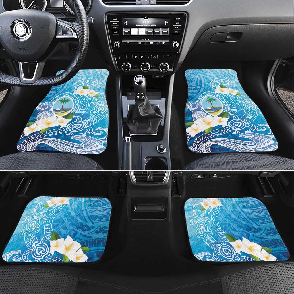 Hafa Adai Guam Chamorro Personalized Car Mats Ocean Blue Latte Stone with Guasali - Polynesian Pride