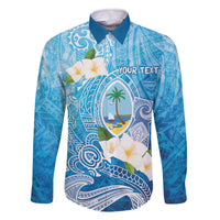 Hafa Adai Guam Chamorro Personalized Family Matching Off The Shoulder Long Sleeve Dress and Hawaiian Shirt Ocean Blue Latte Stone with Guasali - Polynesian Pride