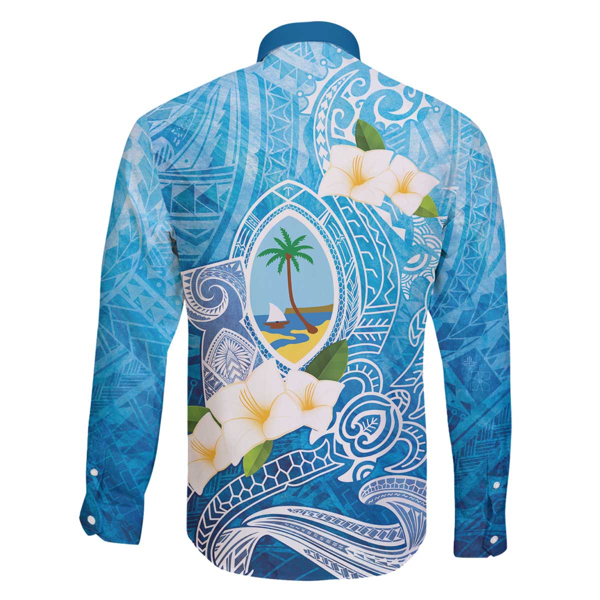 Hafa Adai Guam Chamorro Personalized Family Matching Off The Shoulder Long Sleeve Dress and Hawaiian Shirt Ocean Blue Latte Stone with Guasali - Polynesian Pride