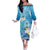 Hafa Adai Guam Chamorro Personalized Family Matching Off The Shoulder Long Sleeve Dress and Hawaiian Shirt Ocean Blue Latte Stone with Guasali - Polynesian Pride