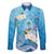 Hafa Adai Guam Chamorro Personalized Family Matching Off Shoulder Short Dress and Hawaiian Shirt Ocean Blue Latte Stone with Guasali - Polynesian Pride