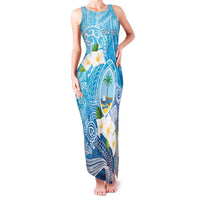 Hafa Adai Guam Chamorro Personalized Family Matching Tank Maxi Dress and Hawaiian Shirt Ocean Blue Latte Stone with Guasali - Polynesian Pride