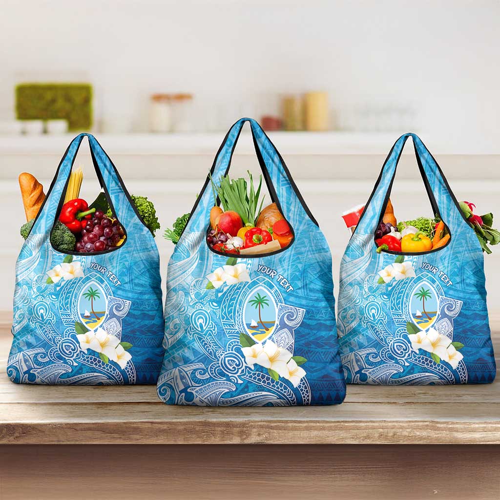 Hafa Adai Guam Chamorro Personalized Grocery Bag Ocean Blue Latte Stone with Guasali - Polynesian Pride