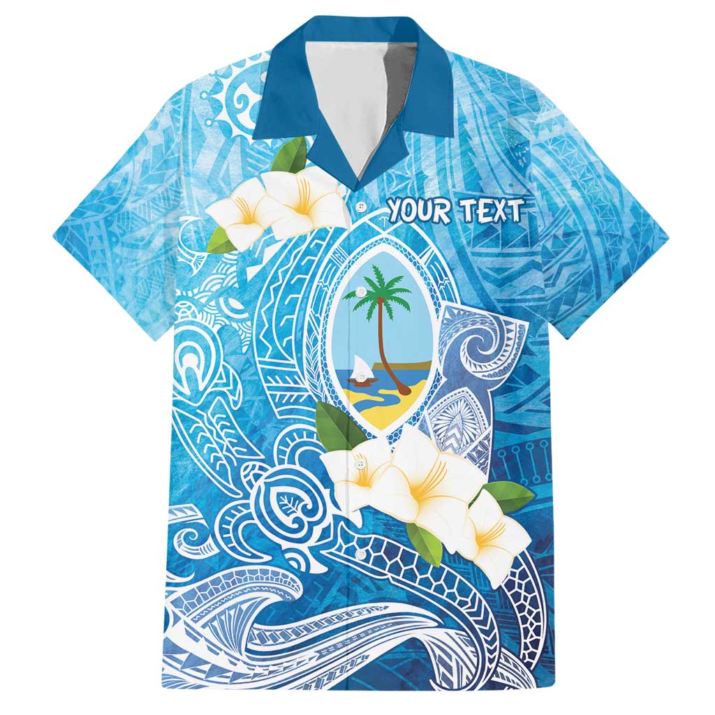 Hafa Adai Guam Chamorro Personalized Hawaiian Shirt Ocean Blue Latte Stone with Guasali - Polynesian Pride