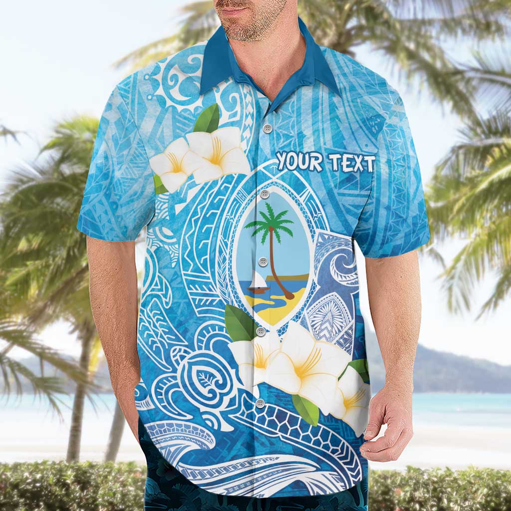 Hafa Adai Guam Chamorro Personalized Hawaiian Shirt Ocean Blue Latte Stone with Guasali - Polynesian Pride