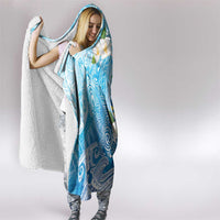 Hafa Adai Guam Chamorro Personalized Hooded Blanket Ocean Blue Latte Stone with Guasali - Polynesian Pride