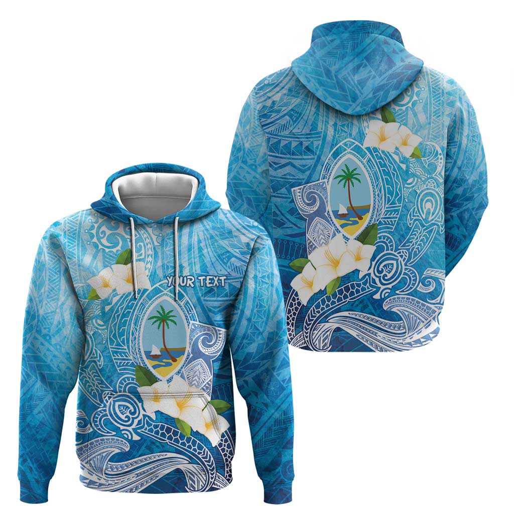 Hafa Adai Guam Chamorro Personalized Hoodie Ocean Blue Latte Stone with Guasali - Polynesian Pride