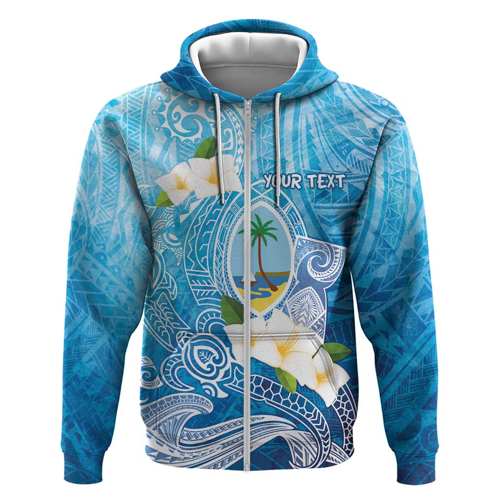 Hafa Adai Guam Chamorro Personalized Hoodie Ocean Blue Latte Stone with Guasali - Polynesian Pride