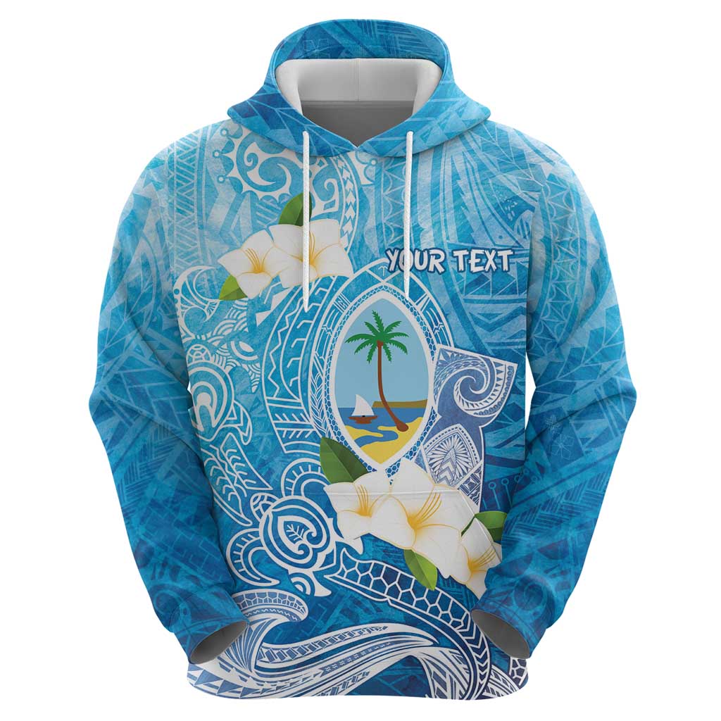 Hafa Adai Guam Chamorro Personalized Hoodie Ocean Blue Latte Stone with Guasali - Polynesian Pride