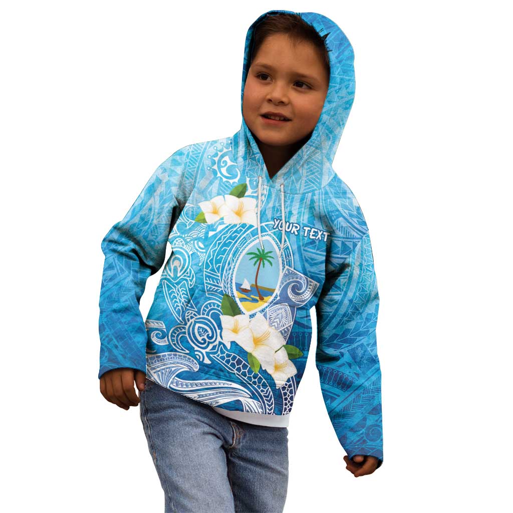 Hafa Adai Guam Chamorro Personalized Kid Hoodie Ocean Blue Latte Stone with Guasali - Polynesian Pride