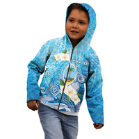 Hafa Adai Guam Chamorro Personalized Kid Hoodie Ocean Blue Latte Stone with Guasali - Polynesian Pride