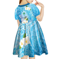 Hafa Adai Guam Chamorro Personalized Kid Short Sleeve Dress Ocean Blue Latte Stone with Guasali - Polynesian Pride
