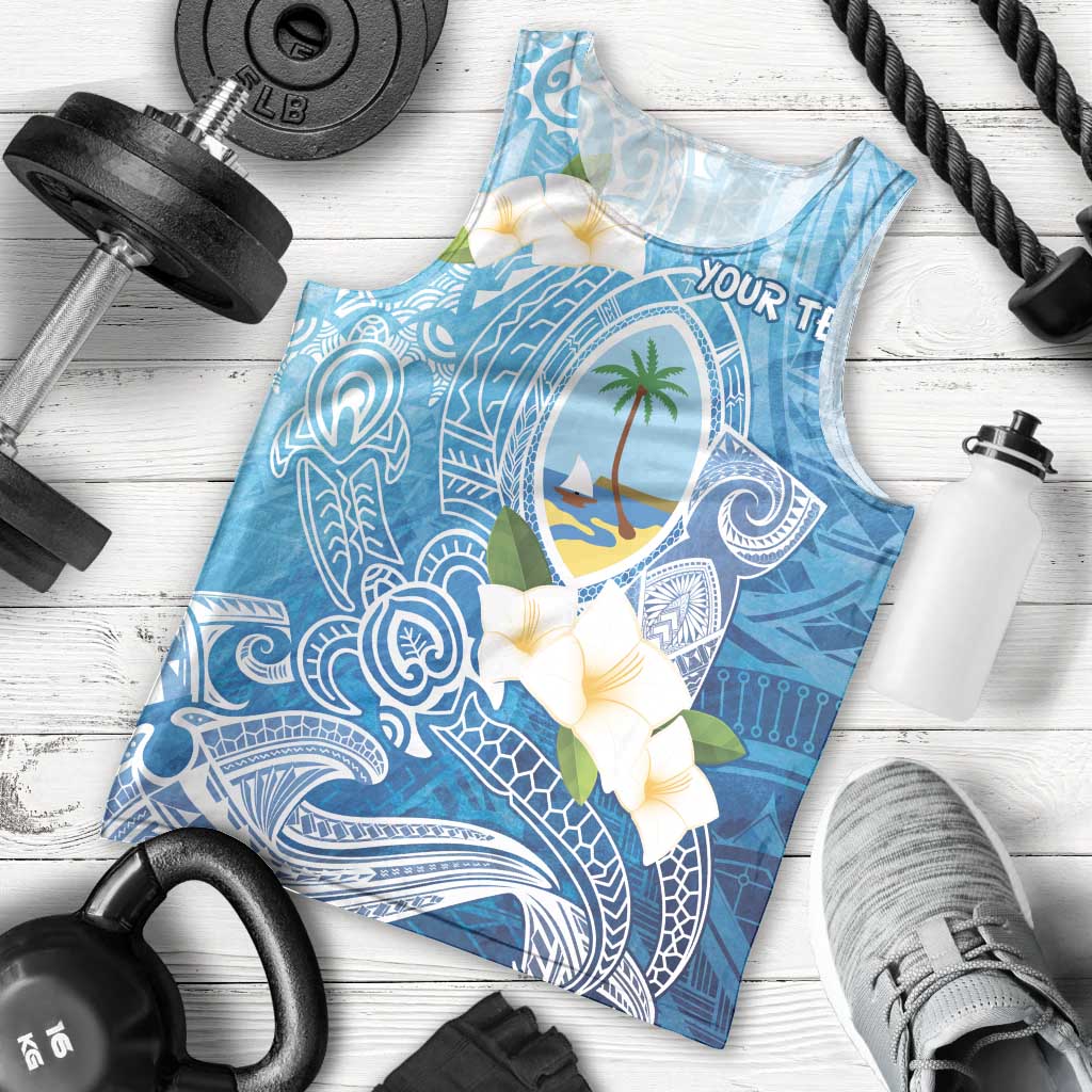 Hafa Adai Guam Chamorro Personalized Men Tank Top Ocean Blue Latte Stone with Guasali - Polynesian Pride