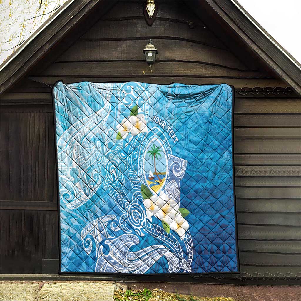 Hafa Adai Guam Chamorro Personalized Quilt Ocean Blue Latte Stone with Guasali - Polynesian Pride