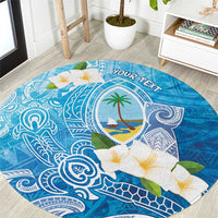 Hafa Adai Guam Chamorro Personalized Round Carpet Ocean Blue Latte Stone with Guasali - Polynesian Pride