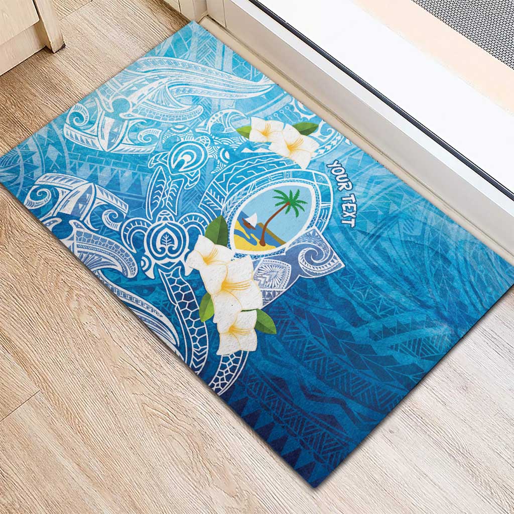 Hafa Adai Guam Chamorro Personalized Rubber Doormat Ocean Blue Latte Stone with Guasali - Polynesian Pride