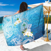 Hafa Adai Guam Chamorro Personalized Sarong Ocean Blue Latte Stone with Guasali - Polynesian Pride