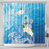 Hafa Adai Guam Chamorro Personalized Shower Curtain Ocean Blue Latte Stone with Guasali - Polynesian Pride