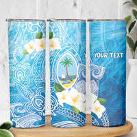 Hafa Adai Guam Chamorro Personalized Skinny Tumbler Ocean Blue Latte Stone with Guasali - Polynesian Pride