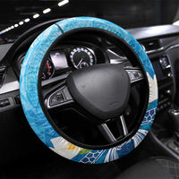Hafa Adai Guam Chamorro Steering Wheel Cover Ocean Blue Latte Stone with Guasali - Polynesian Pride