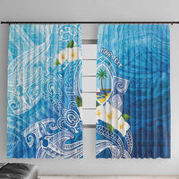 Hafa Adai Guam Chamorro Personalized Window Curtain Ocean Blue Latte Stone with Guasali - Polynesian Pride