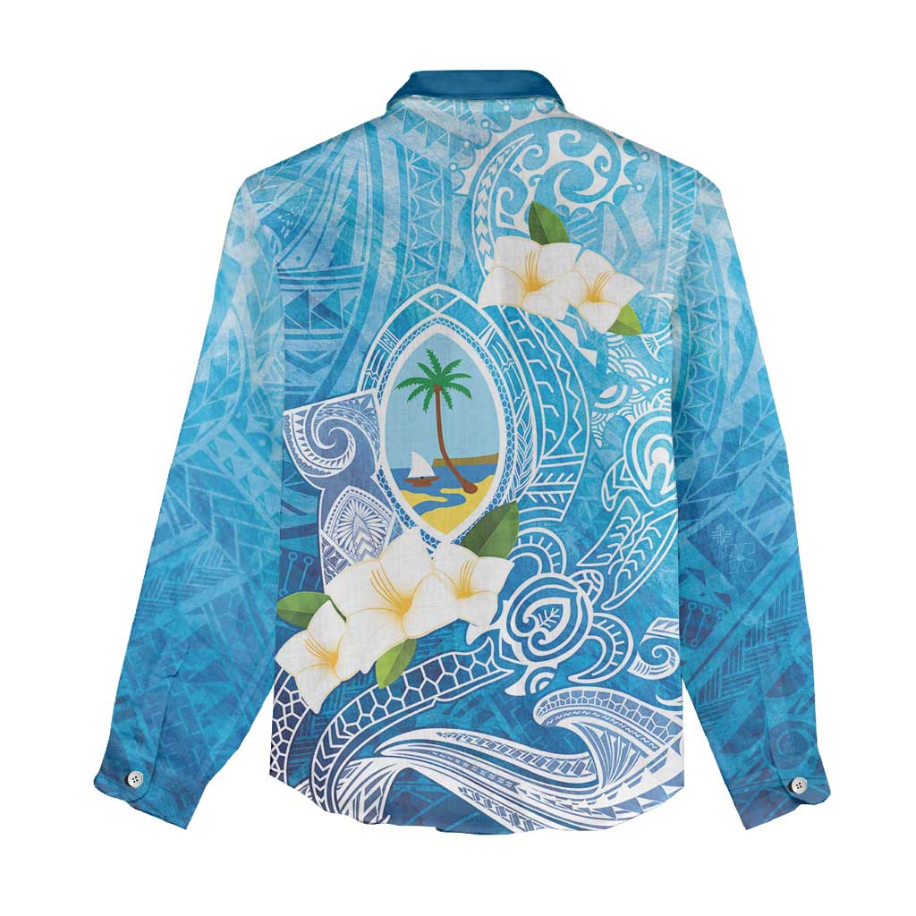 Hafa Adai Guam Chamorro Personalized Women Casual Shirt Ocean Blue Latte Stone with Guasali - Polynesian Pride