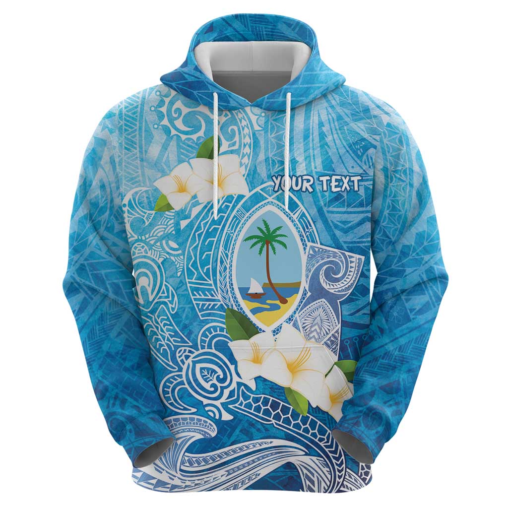 Hafa Adai Guam Chamorro Personalized Zip Hoodie Ocean Blue Latte Stone with Guasali - Polynesian Pride