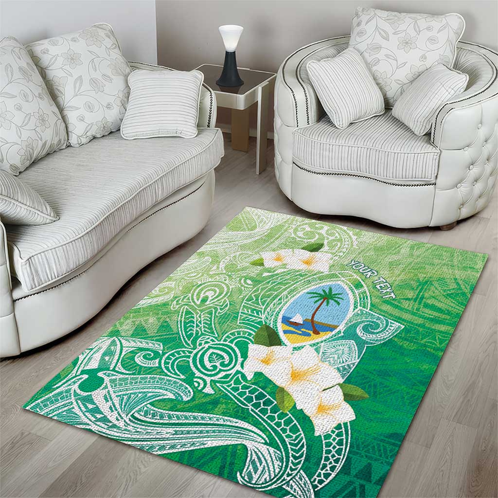Hafa Adai Guam Chamorro Personalized Area Rug Summer Green Latte Stone with Guasali - Polynesian Pride