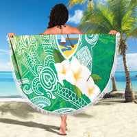 Hafa Adai Guam Chamorro Personalized Beach Blanket Summer Green Latte Stone with Guasali - Polynesian Pride