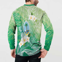 Hafa Adai Guam Chamorro Personalized Button Sweatshirt Summer Green Latte Stone with Guasali - Polynesian Pride