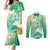 Hafa Adai Guam Chamorro Personalized Couples Matching Mermaid Dress and Long Sleeve Button Shirt Summer Green Latte Stone with Guasali - Polynesian Pride