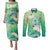 Hafa Adai Guam Chamorro Personalized Couples Matching Puletasi and Long Sleeve Button Shirt Summer Green Latte Stone with Guasali - Polynesian Pride