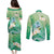 Hafa Adai Guam Chamorro Personalized Couples Matching Puletasi and Long Sleeve Button Shirt Summer Green Latte Stone with Guasali - Polynesian Pride
