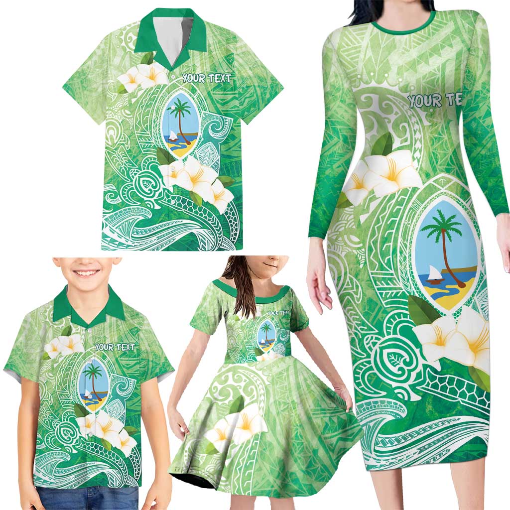 Hafa Adai Guam Chamorro Personalized Family Matching Long Sleeve Bodycon Dress and Hawaiian Shirt Summer Green Latte Stone with Guasali - Polynesian Pride
