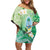 Hafa Adai Guam Chamorro Personalized Family Matching Off Shoulder Short Dress and Hawaiian Shirt Summer Green Latte Stone with Guasali - Polynesian Pride