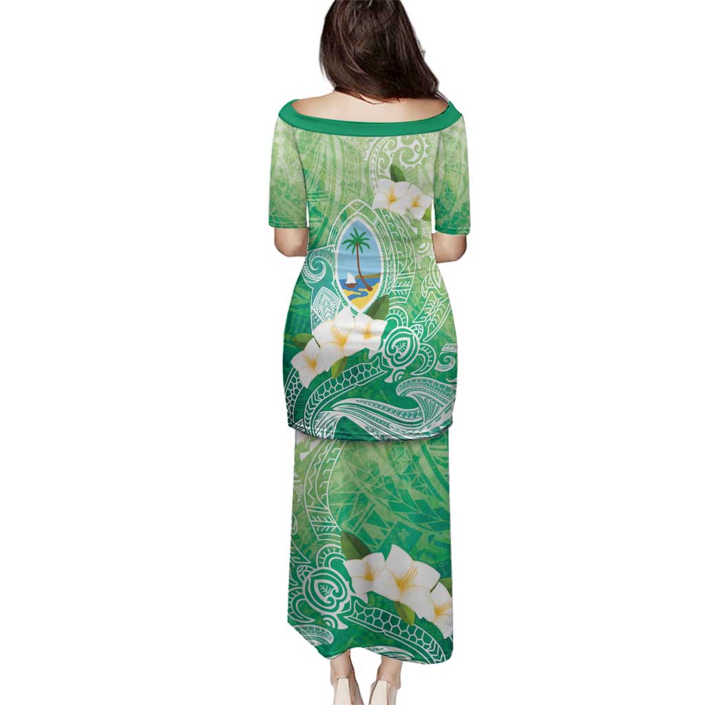 Hafa Adai Guam Chamorro Personalized Family Matching Puletasi and Hawaiian Shirt Summer Green Latte Stone with Guasali - Polynesian Pride