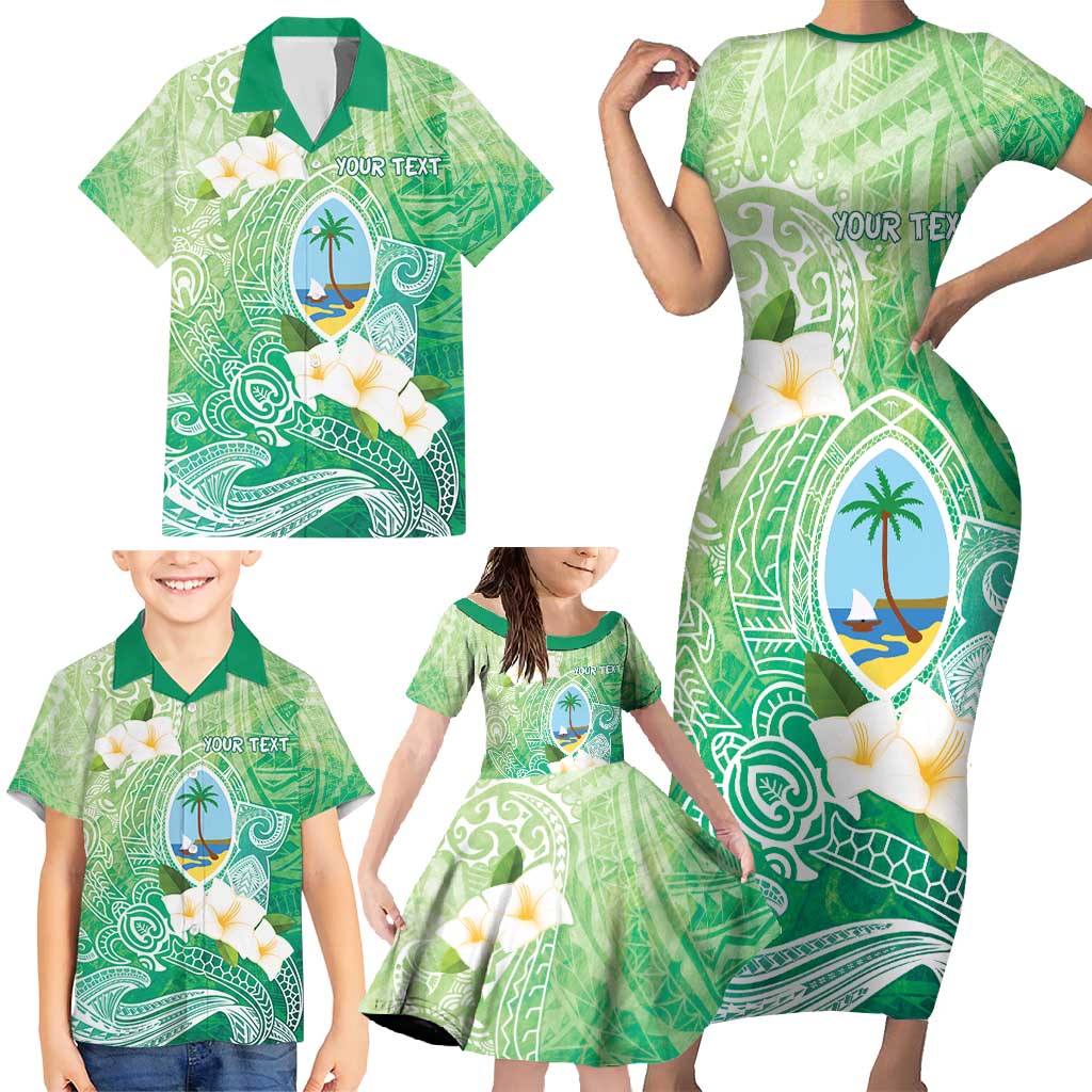 Hafa Adai Guam Chamorro Personalized Family Matching Short Sleeve Bodycon Dress and Hawaiian Shirt Summer Green Latte Stone with Guasali - Polynesian Pride