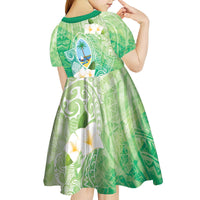 Hafa Adai Guam Chamorro Personalized Kid Short Sleeve Dress Summer Green Latte Stone with Guasali - Polynesian Pride